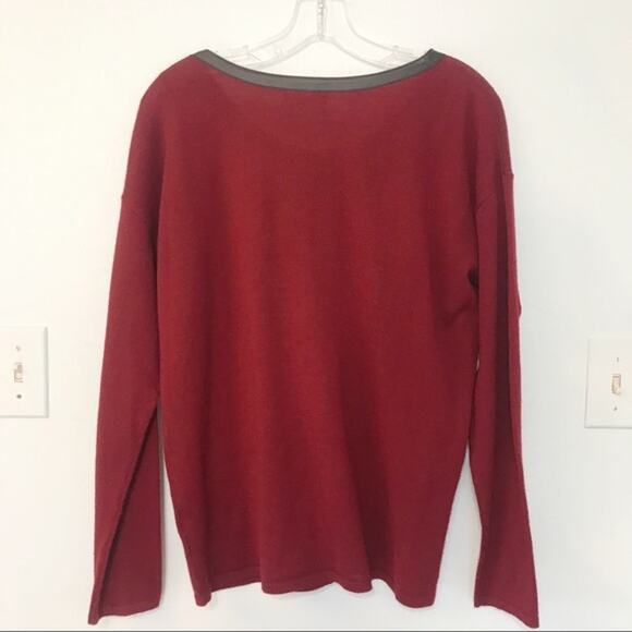 Marshalls Kenar 100% Merino Wool Faux Leather Long Sleeve Blouse Large Red - Picture 7 of 8